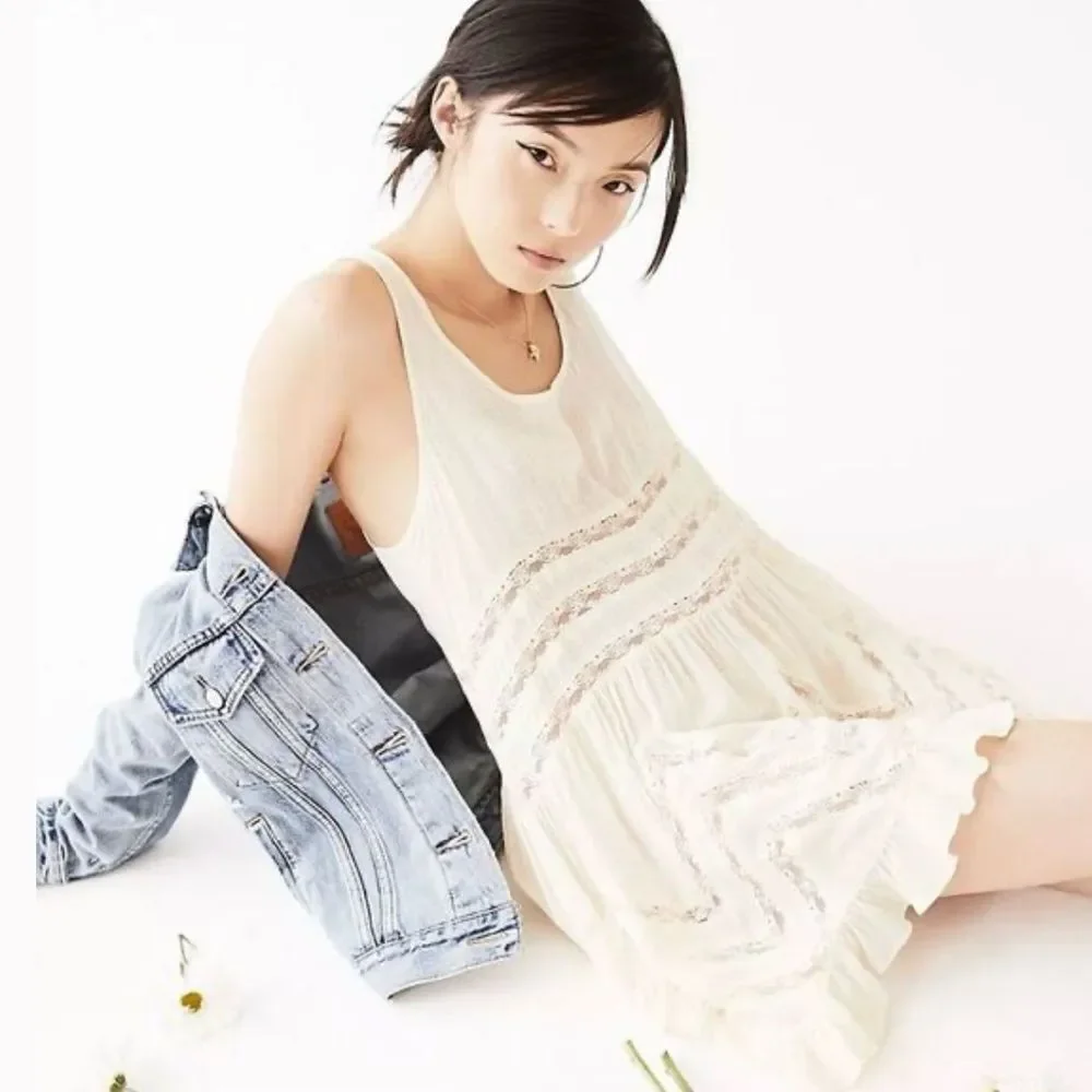 Intimately Free People Voile and lace trapeze slip, dress, nighty.  Size…‎